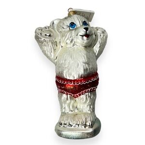 Christopher Radko Large Polar Bear Blown‎ Glass Christmas Ornament